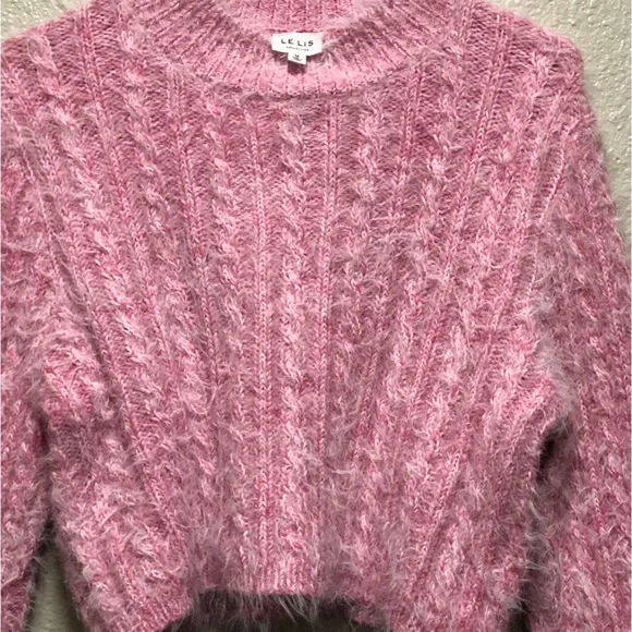 LELIS Collection Size Medium Pink Cable Knit Women's Sweater Long Sleeve. - Picture 7 of 8